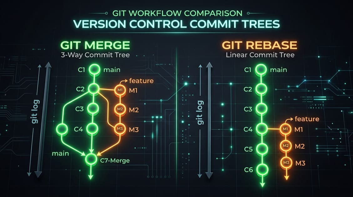 Git Merge vs Git Rebase: Farak Kya Hai Aur Kab Kaun Sa Use Karein? (With Diagram)